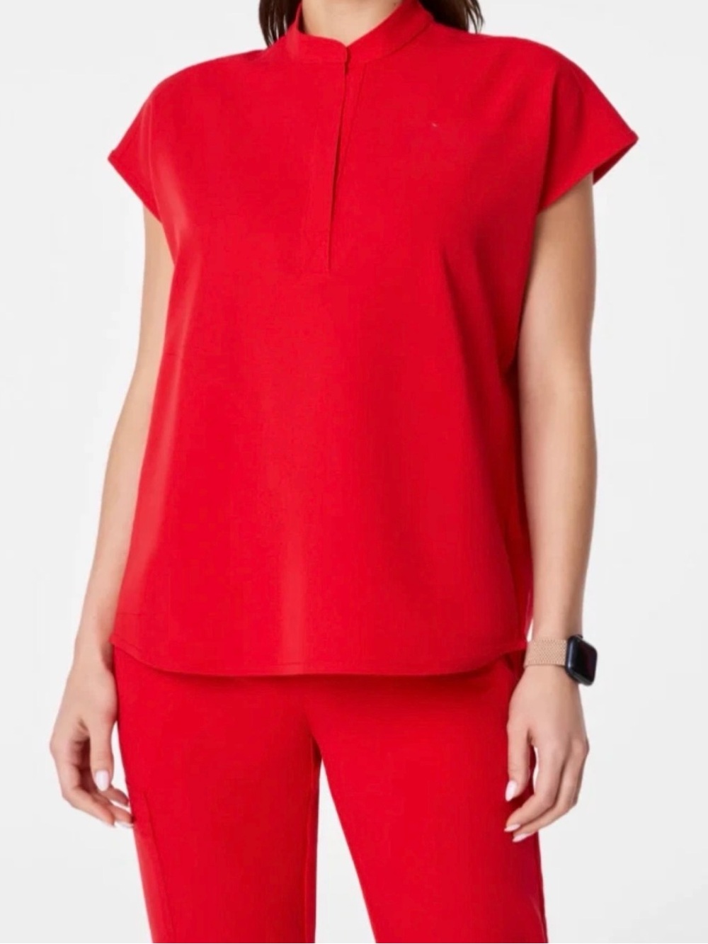 NWT FIGS Rafaela Oversized Scrub Top XXS Pop Red